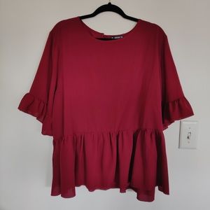 Red Ruffle Peplum Top